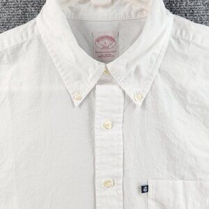 Brooks Brothers Cotton Button-Down Large White Long Sleeve Business Mens Solid